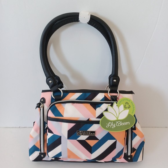 Lily Bloom Satchel Bag Purse Shoulder Large Geometric Womens NWT - Picture 10 of 10